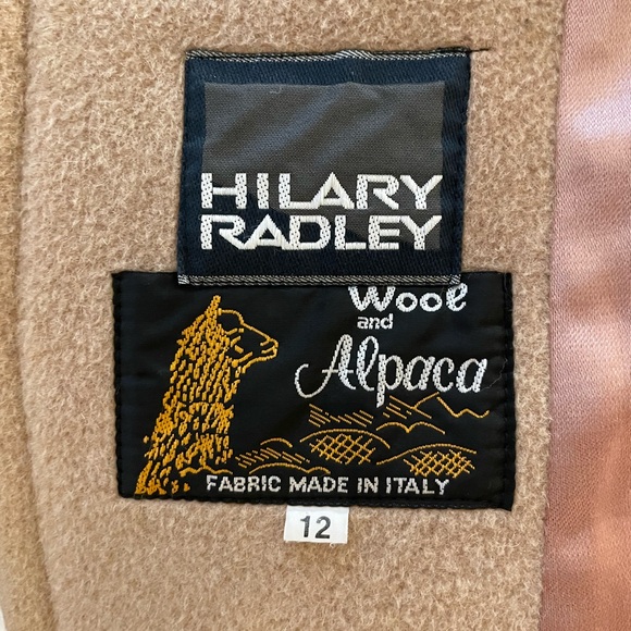 Vintage Hilary Radley Alpaca and wool coat, tan, wood buttons, pink lining 60s - Picture 4 of 8